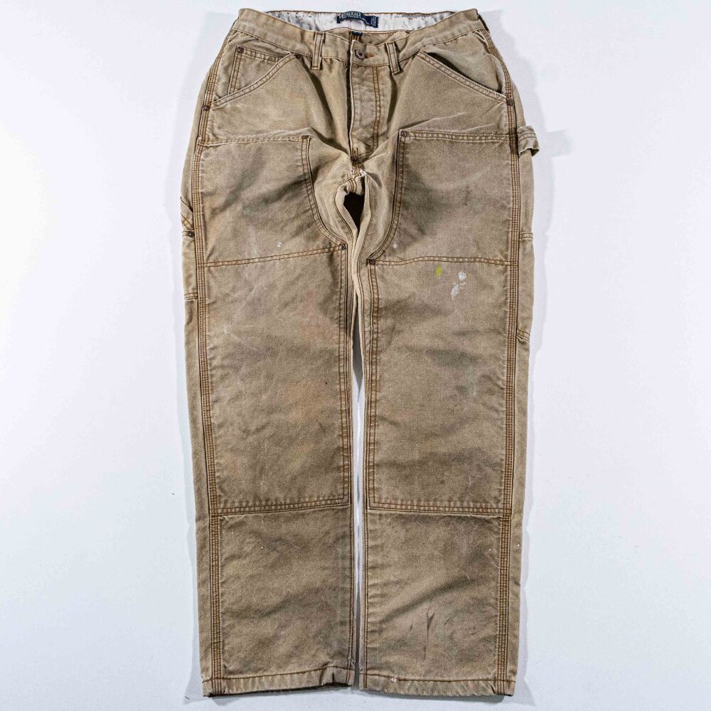 VTG Polo Ralph Lauren Double Knee Pants 30x27 Made in USA Canvas Workwear